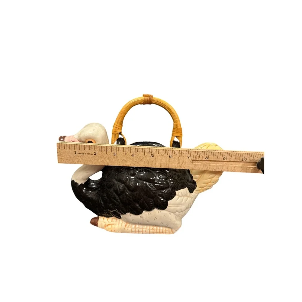 Ostrich Teapot Home‎ Decor OS Black/Cream Bamboo Handle Ceramic